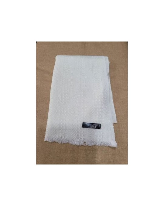 Pashmina in cashmere con motivi intrecciati bianchi
