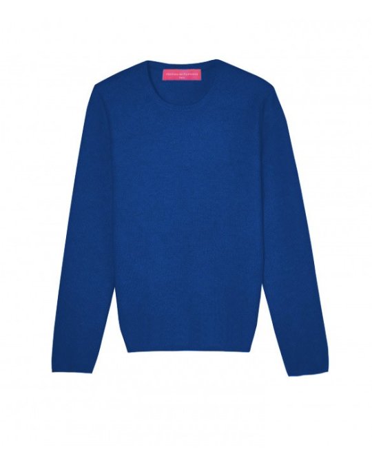 Rundhals-Kaschmirpullover in Surfblau für Damen
