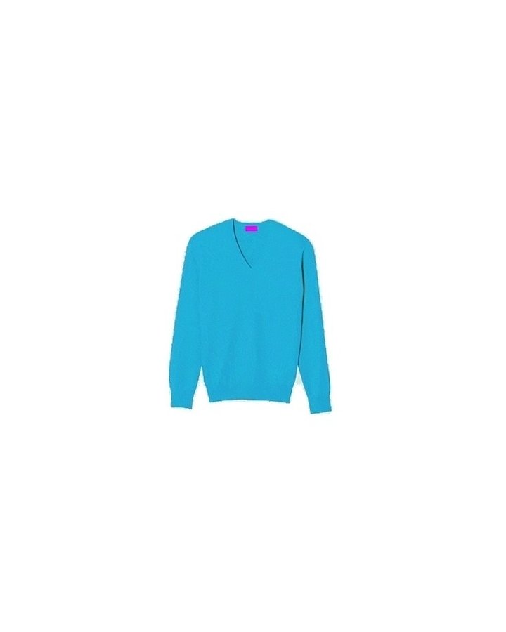 Maglia con scollo a V in Cashmere Blu curacao da Uomo