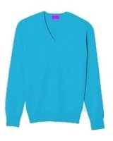 Herren Pullover aus Kaschmir mit V-Ausschnitt Curacao blau