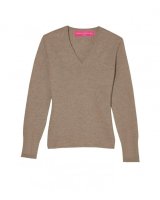 Kaffee Kaschmir V-Ausschnitt Pullover für Damen