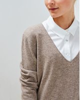 Kaffee Kaschmir V-Ausschnitt Pullover für Damen