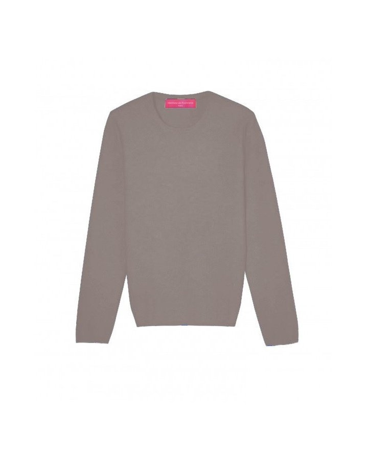Pull col rond café manches longues