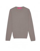 Pull col rond café manches longues