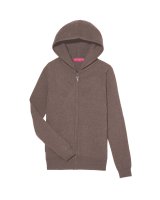 Cardigan con zip e cappuccio Caffè