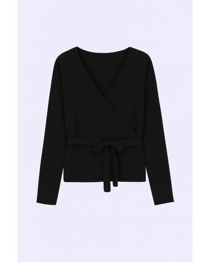 Kaschmir Pullover in Wickeloptik Schwarz