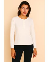 Pullover aus Kaschmir mit tunesischem Kragen Weiss
