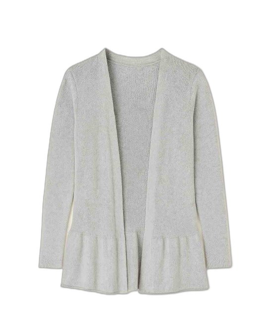 Lichtgrijs kasjmier vest met ruches