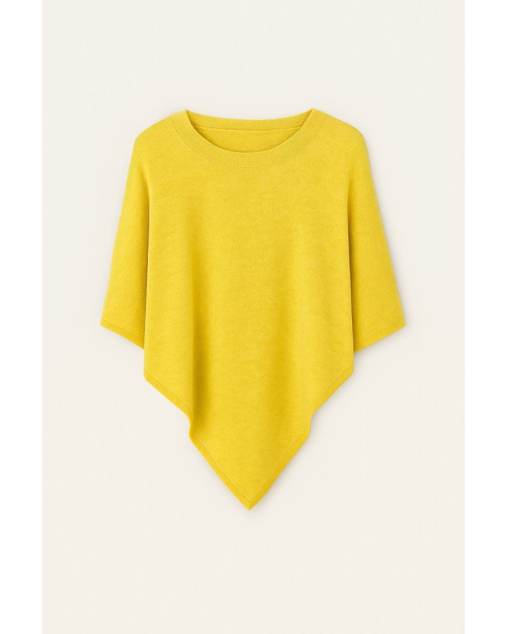 Poncho jaune chiné en cachemire
