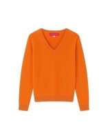 Sunset Orange V-neck Cashmere Sweater
