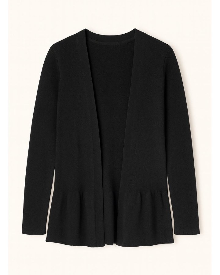 Froufrou-Strickjacke aus schwarzem Kaschmir für Damen