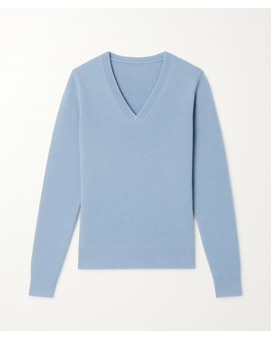 Maglione a V in cashmere Blu ghiaccio per donna