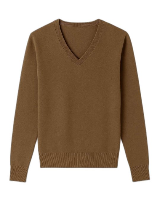 Kaschmir V-Ausschnitt Pullover Kaffee für Herren