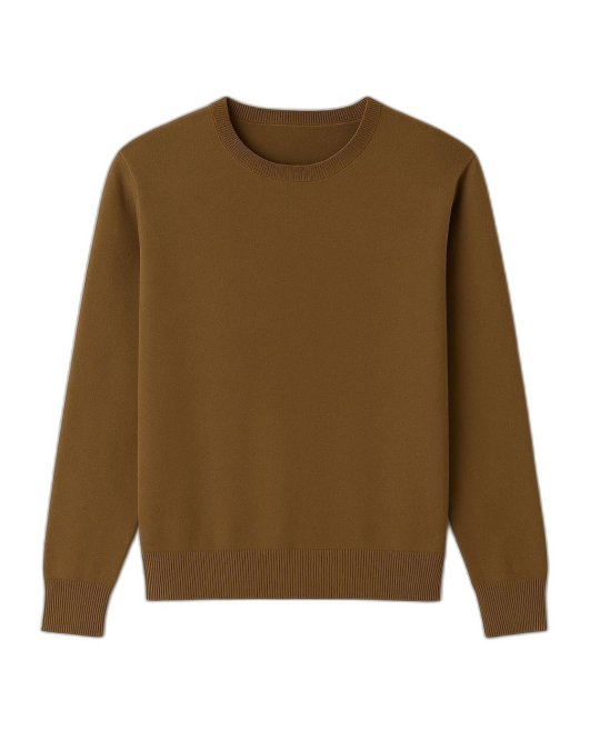 Men’s Round Neck Cashmere Sweater in Coffee