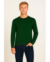 Maglione Uomo in Cashmere Verde Bottiglia con Girocollo