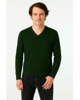 Pull col V en cachemire Vert bouteille pour homme
