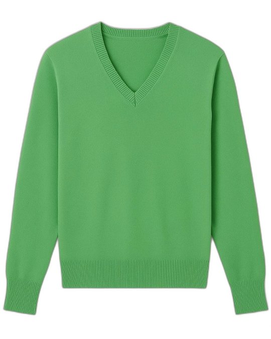 Pull col V en cachemire Vert campagne pour homme