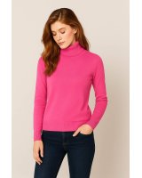 Pull col roulé framboise en cachemire pour femme