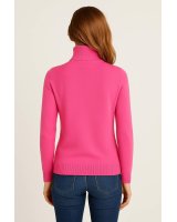 Raspberry Cashmere Turtleneck Sweater for Women