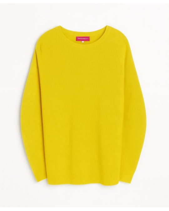 Oversized Boat Neck Cashmere Sweater in Yellow Heather
