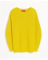 Oversize-Kaschmirpullover mit Bootsausschnitt in Meliertem Gelb