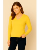 Mimose Kaschmir V-Ausschnitt Pullover für Damen