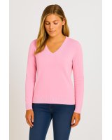 Pale Pink Cashmere V-Neck Sweater for Women