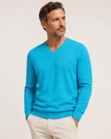 Cashmere V-neck sweaters Curacao blue Men